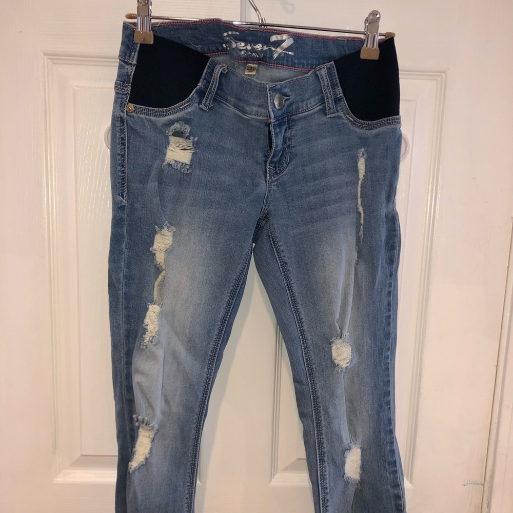 Seven7 Maternity Ripped Skinny Jeans